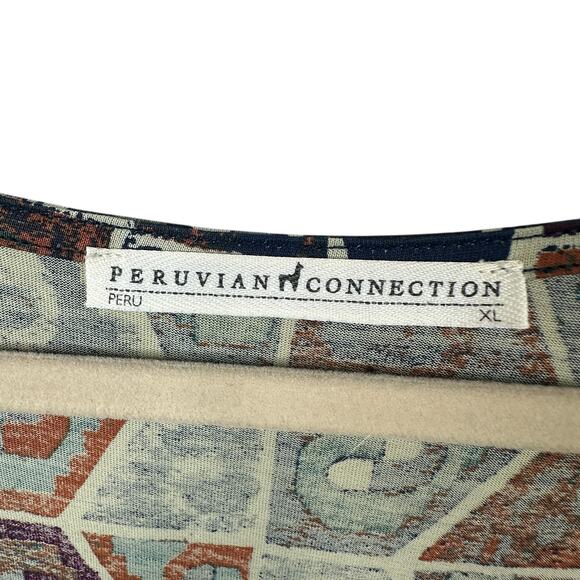 Peruvian Connection Huari Dress Size XL Pima Cotton Knee Length Pockets Print - Picture 4 of 7
